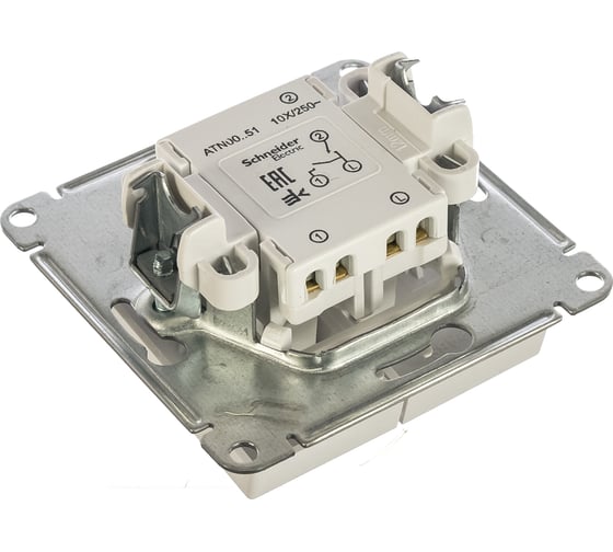 2-клавишный механизм выключателя Systeme Electric ATLAS DESIGN сх.5 10АХ белый ATN000151