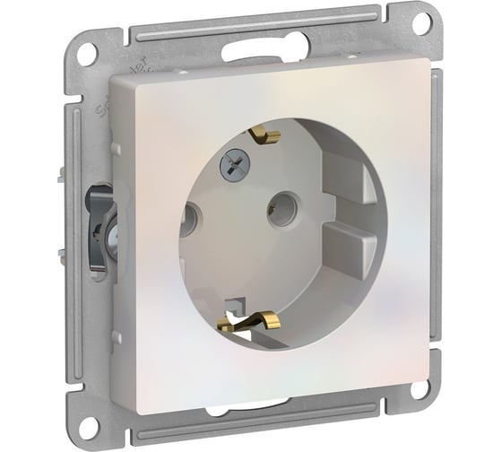 Механизм розетки Systeme Electric 1-м СП ATLAS DESIGN с заземлением 16А жемчуг ATN000443
