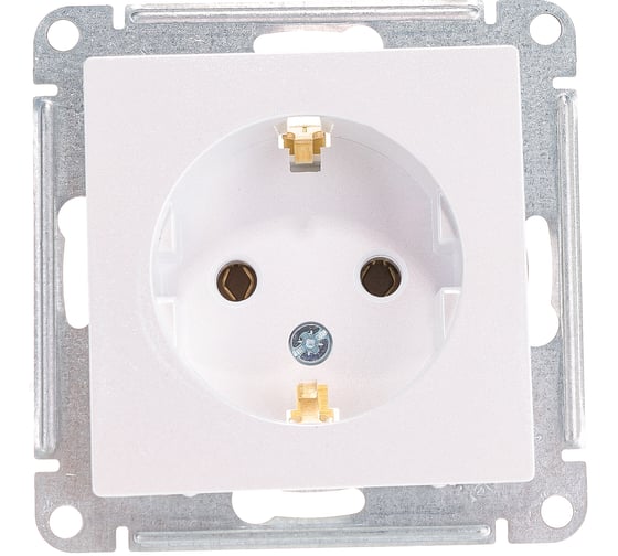 Механизм розетки Systeme Electric 1-м СП ATLAS DESIGN с заземлением 16А жемчуг ATN000443
