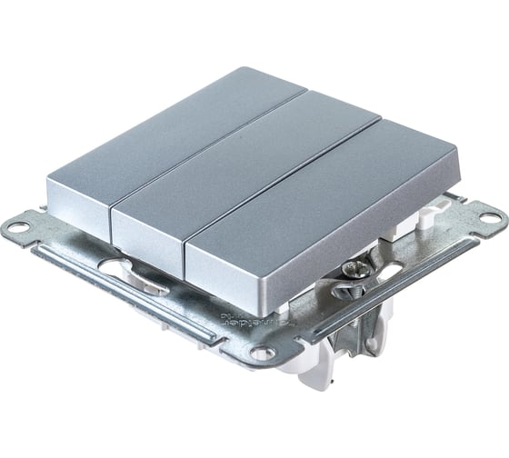 3-клавишный механизм выключателя Systeme Electric ATLAS DESIGN сх.1+1+1 10АХ алюминий ATN000331