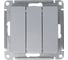 3-клавишный механизм выключателя Systeme Electric ATLAS DESIGN сх.1+1+1 10АХ алюминий ATN000331 3