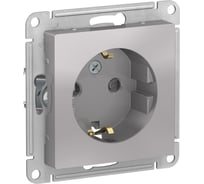 Механизм розетки Systeme Electric 1-м СП ATLAS DESIGN с заземлением, защитные шторки 16А алюминий ATN000345