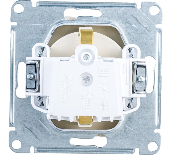 Механизм розетки Systeme Electric 1-м СП ATLAS DESIGN с заземлением, защитные шторки 16А алюминий ATN000345
