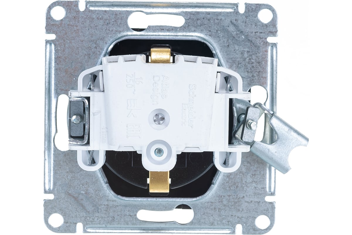 Механизм розетки 1 м сп atlas design с заземл 16а карбон sche atn001043