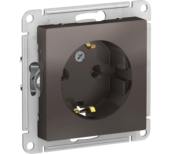 Механизм розетки Systeme Electric 1-м СП ATLAS DESIGN с заземлением 16А мокко ATN000643