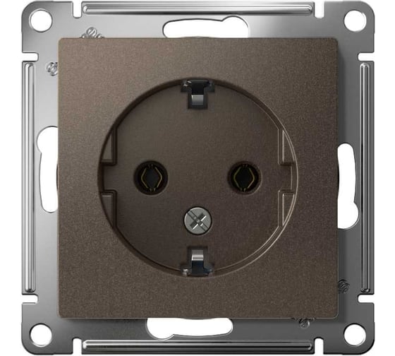 Механизм розетки Systeme Electric 1-м СП ATLAS DESIGN с заземлением 16А мокко ATN000643