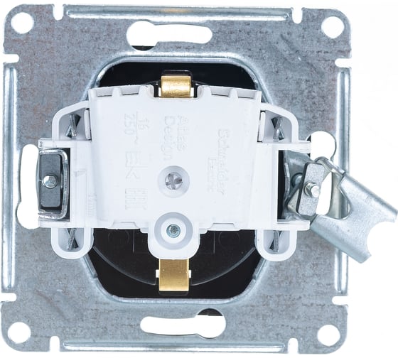 Механизм розетки Systeme Electric 1-м СП ATLAS DESIGN с заземлением 16А мокко ATN000643