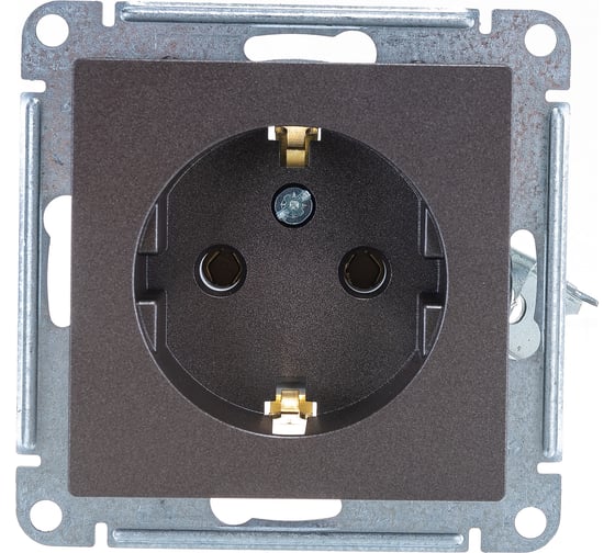 Механизм розетки Systeme Electric 1-м СП ATLAS DESIGN с заземлением 16А мокко ATN000643