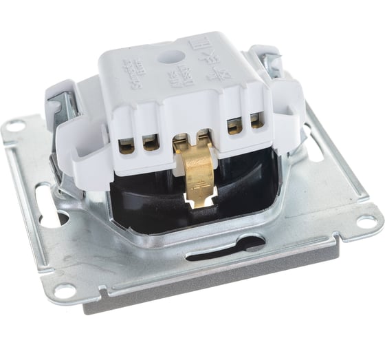 Механизм розетки Systeme Electric 1-м СП ATLAS DESIGN с заземлением, защитные шторки 16А мокко ATN000645