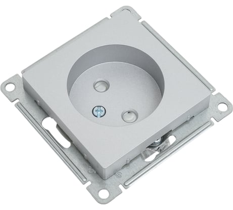 Механизм розетки Systeme Electric 1-м СП ATLAS DESIGN без заземления, защитные шторки 16А алюминий ATN000349