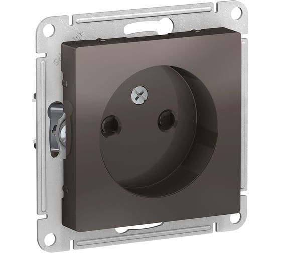 Механизм розетки Systeme Electric 1-м СП ATLAS DESIGN без заземления, защитные шторки 16А мокко ATN000649 1