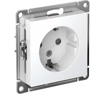Механизм розетки Systeme Electric 1-м СП ATLAS DESIGN с заземлением 16А белый ATN000143