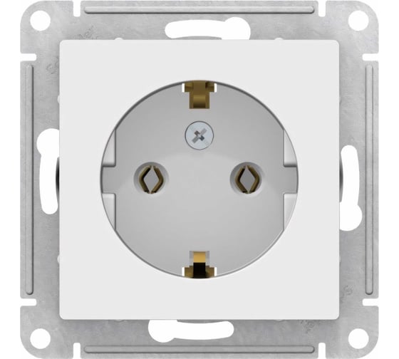 Механизм розетки Systeme Electric 1-м СП ATLAS DESIGN с заземлением 16А белый ATN000143