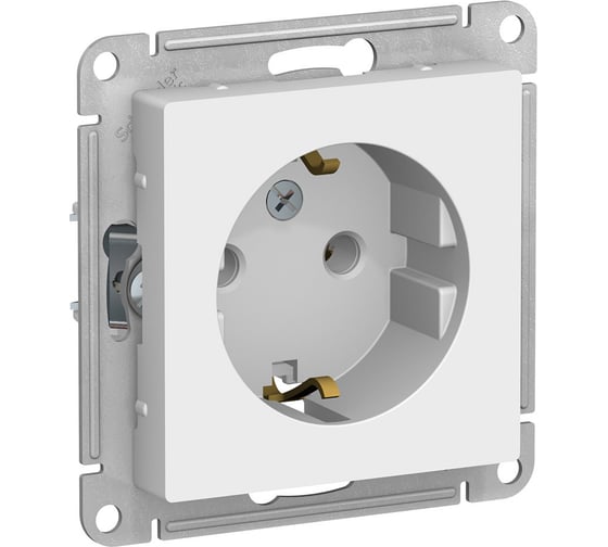 Механизм розетки Systeme Electric 1-м СП ATLAS DESIGN с заземлением 16А белый ATN000143