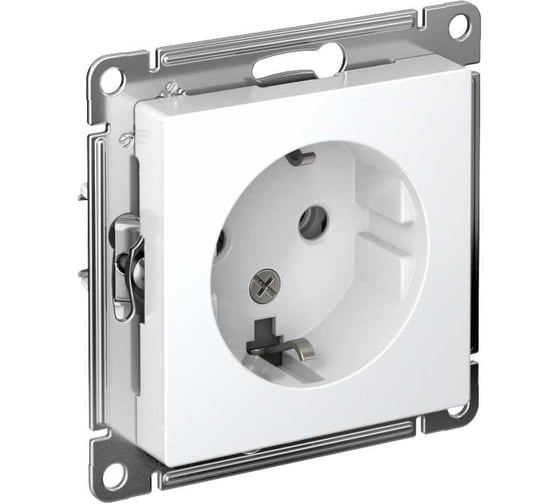 Механизм розетки Systeme Electric 1-м СП ATLAS DESIGN с заземлением 16А белый ATN000143 1