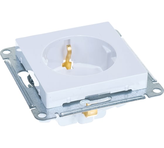 Механизм розетки Systeme Electric 1-м СП ATLAS DESIGN с заземлением 16А белый ATN000143