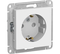 Механизм розетки Systeme Electric 1-м СП ATLAS DESIGN с заземлением, защитные шторки 16А белый ATN000145