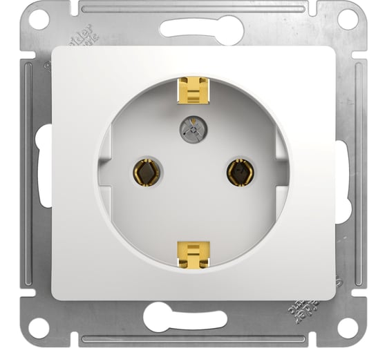Механизм розетки Systeme Electric 1-м СП Glossa 16А с заземлением, белый GSL000143