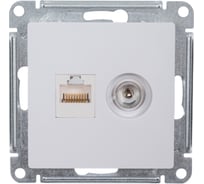 Механизм розетки Systeme Electric 2-м ATLAS DESIGNRJ45 кат. 5E+TV белый ATN000189