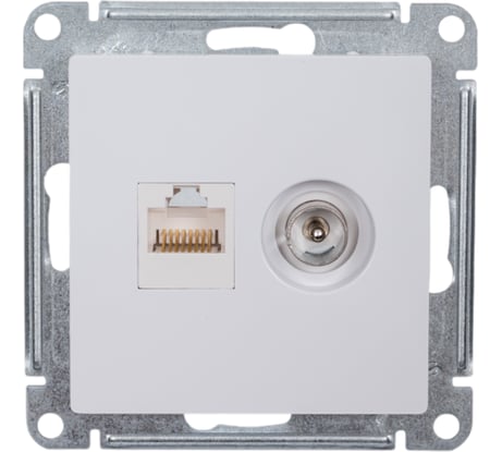 Механизм розетки Systeme Electric 2-м ATLAS DESIGNRJ45 кат. 5E+TV белый ATN000189