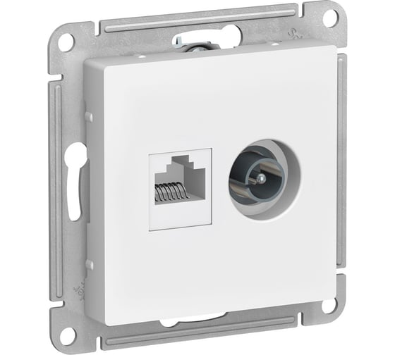 Механизм розетки Systeme Electric 2-м ATLAS DESIGNRJ45 кат. 5E+TV белый ATN000189