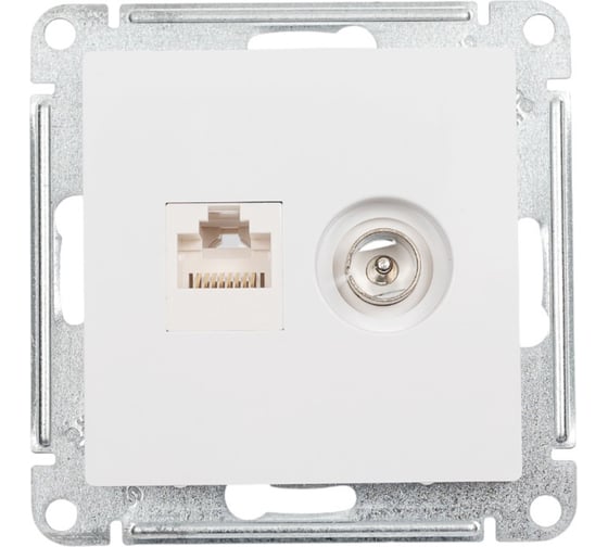 Механизм розетки Systeme Electric 2-м ATLAS DESIGNRJ45 кат. 5E+TV белый ATN000189 1