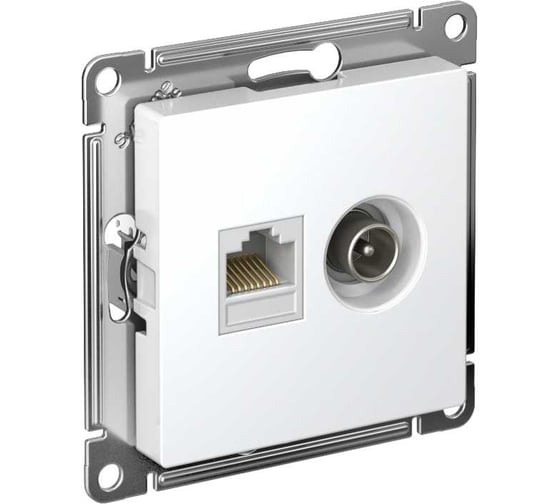 Механизм розетки Systeme Electric 2-м ATLAS DESIGNRJ45 кат. 5E+TV белый ATN000189 1