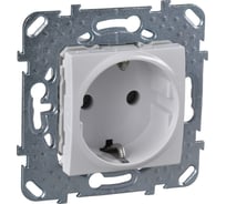 Механизм розетки Systeme Electric 1-м СП Unica защитные шторки, с заземлением, белый MGU5.037.18ZD