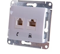Механизм розетки Systeme Electric компьютерная + телефонная 2-м СП Glossa RJ11 + RJ45 белый GSL000185