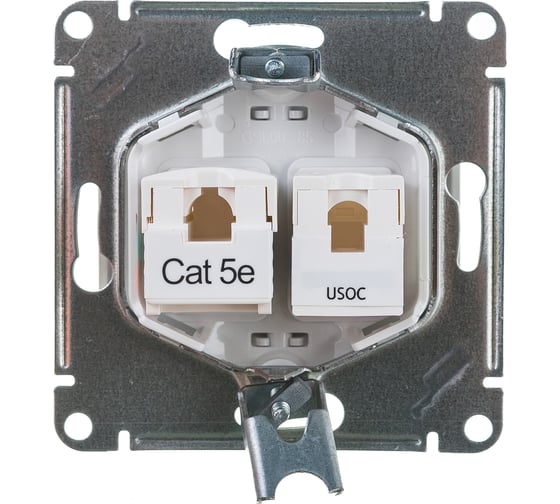 Механизм розетки Systeme Electric компьютерная + телефонная 2-м СП Glossa RJ11 + RJ45 белый GSL000185