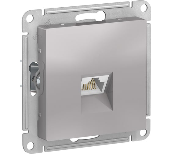 Механизм компьютерной розетки Systeme Electric ATLAS DESIGN RJ45 алюминий ATN000383