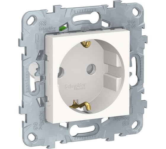 Механизм розетки Systeme Electric UNICA защитные шторки, с заземлением 16А 250В белый NU505718 1