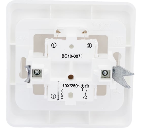 1-клавишный переключатель Systeme Electric СП Этюд 10А с индикатором, белый BC10-007B