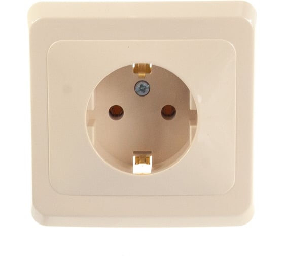Розетка Systeme Electric 1-м СП Этюд 16А с заземлением, кремовая PC16-003K