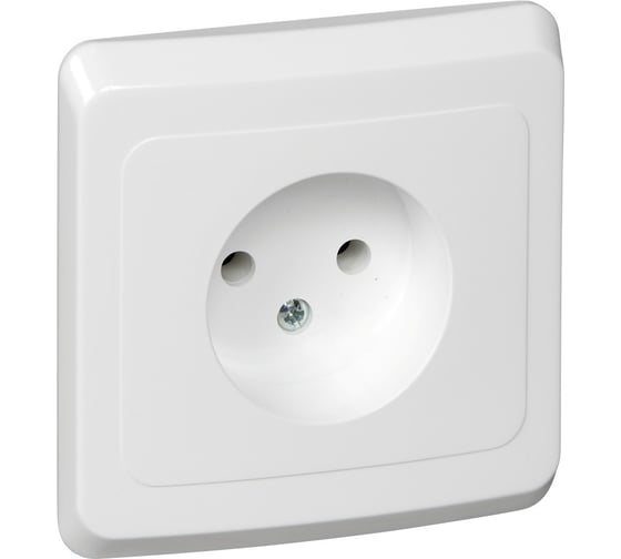 Розетка Systeme Electric 1-м СП Этюд 16А IP20 без заземления, белая PC16-001B