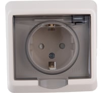 Розетка Systeme Electric 1-м СП Этюд защитные шторки, с заземлением, IP44, кремовая PC16-044K