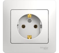 Одноместная розетка Systeme Electric СП Glossa 16А с заземлением, в сборе, белая GSL000142