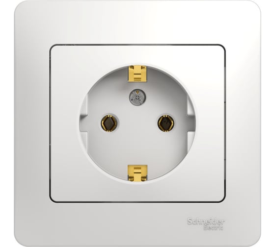 Одноместная розетка Systeme Electric СП Glossa 16А с заземлением, в сборе, белая GSL000142