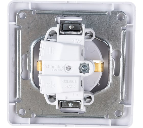 Одноместная розетка Systeme Electric СП Glossa 16А с заземлением, в сборе, белая GSL000142
