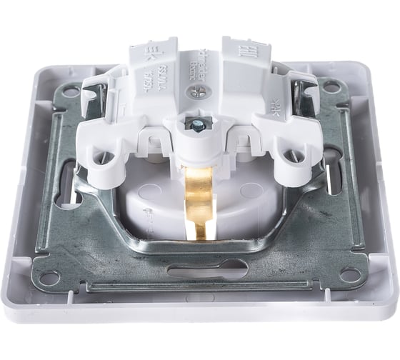 Одноместная розетка Systeme Electric СП Glossa 16А с заземлением, в сборе, белая GSL000142