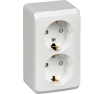 Двухместная розетка Systeme Electric ОП Этюд 16А защ. шторки, с заземлением, белая PA16-008B
