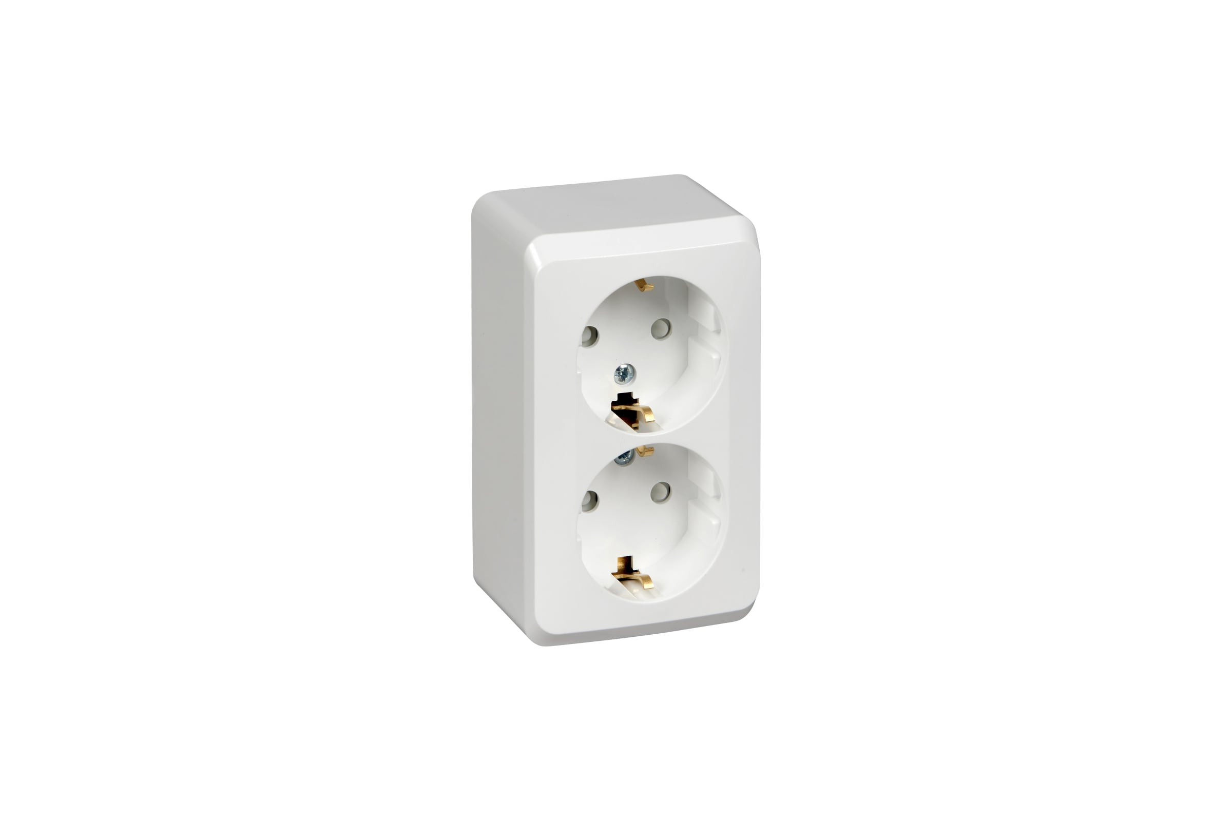 ДвухместнаярозеткаSystemeElectricОПЭтюд16Азащ.шторки,сзаземлением,белаяPA16-008B