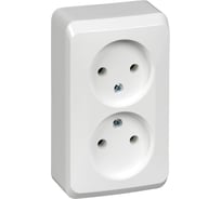 Розетка двухместная Systeme Electric (Schneider Electric) Этюд, 16 А, IP20, без заземления, белый PA16-005B