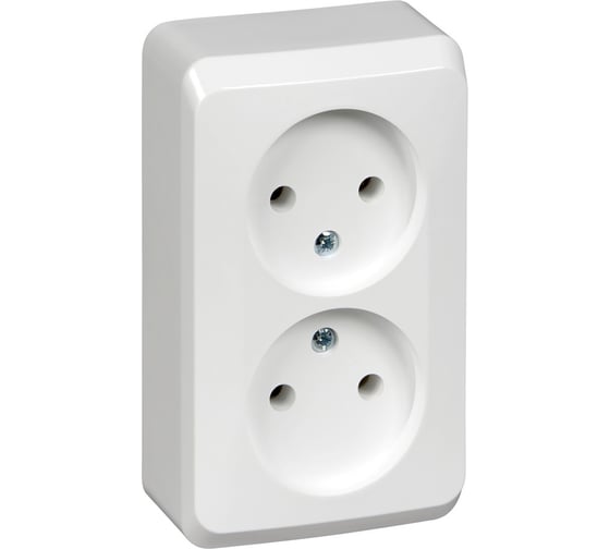 Двухместная розетка Systeme Electric ОП Этюд 16А IP20 без заземл. белая PA16-005B