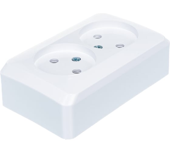 Двухместная розетка Systeme Electric ОП Этюд 16А IP20 без заземл. белая PA16-005B