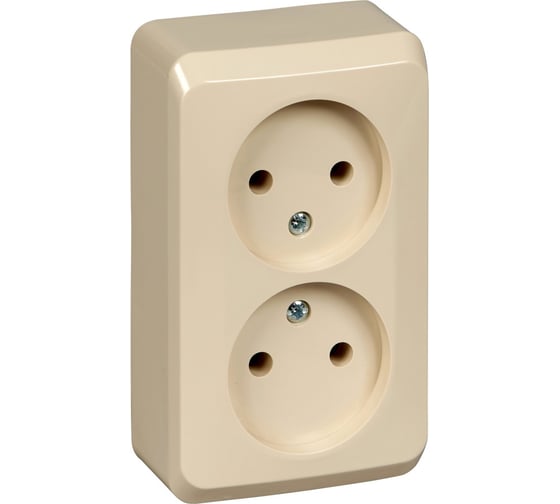 Двухместная розетка Systeme Electric ОП Этюд 16А IP20 без заземл. кремовая PA16-005K