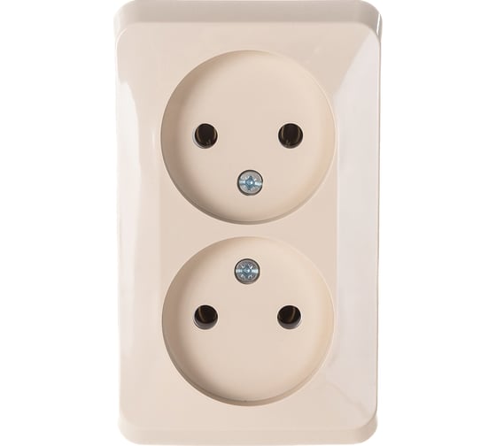 Двухместная розетка Systeme Electric ОП Этюд 16А IP20 без заземл. кремовая PA16-005K 1