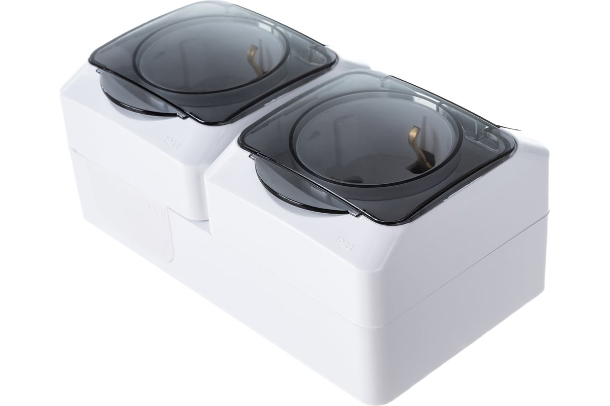 Двухместная розетка Systeme Electric ОП Этюд с заземлением, защ. шторки ...