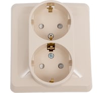 Двухместная розетка Systeme Electric СП Этюд 16А защ. шторки, с заземлением, кремовая PC16-008K