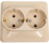 Двухместная розетка Systeme Electric СП Этюд 16А с заземлением, кремовый PC16-007K